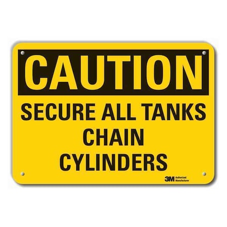 Lyle Reflective Cylinder Handling Caution Sign, 7 in H, 10 in W, Vertical Rectangle, LCU3-0342-RA_10x7 LCU3-0342-RA_10x7