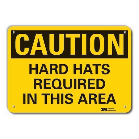 Lyle Caution Sign, 7 in. H, Aluminum, Hard Hats LCU3-0333-RA_10x7