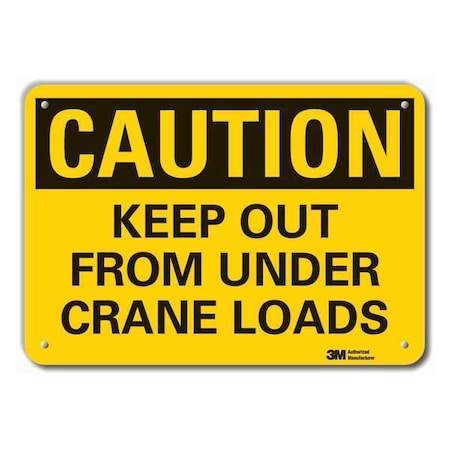 Lyle Caution, Keep Out From Under Crane Loads, 14" W x 10" H, Rectangle, Recycled Plastic LCU3-0334-NP_14x10