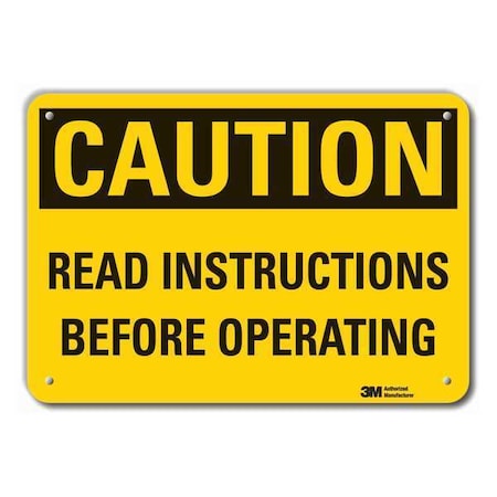 Lyle Caution, Read Instructions Before Operating, 7 in x 10 in, Aluminum, LCU3-0349-RA_10x7 LCU3-0349-RA_10x7