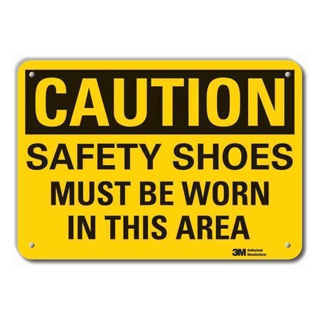 Lyle Reflective  Foot  Caution Sign, 10 in Height, 14 in Width, Aluminum, Horizontal Rectangle, English LCU3-0375-RA_14x10