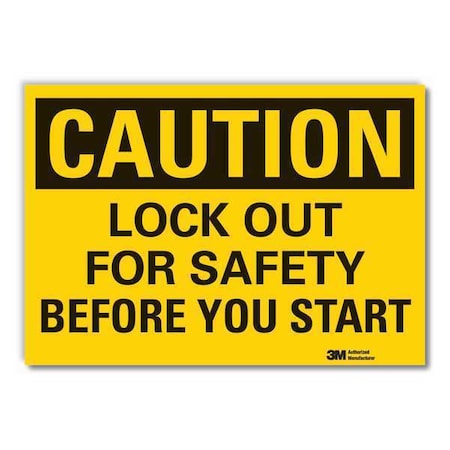 Lyle Caution Sign, 5 in Height, 7 in Width, Reflective Sheeting, Horizontal Rectangle, English LCU3-0363-RD_7x5