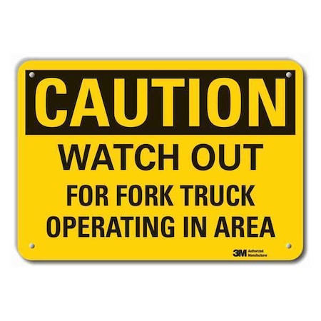 Lyle Caution Sign, 10 in H, 14 in W, Plastic, Horizontal Rectangle, English, LCU3-0391-NP_14x10 LCU3-0391-NP_14x10