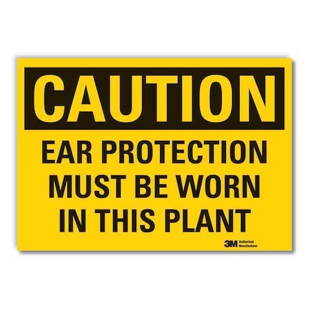 Lyle Caution Sign, 7 in H, Vinyl, Ear Protection, LCU3-0384-RD_10x7 LCU3-0384-RD_10x7