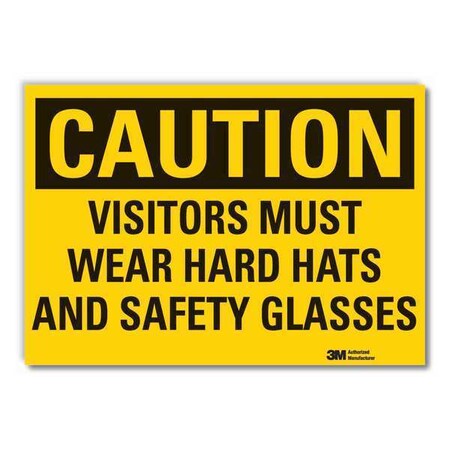 Lyle Visitors Caution Reflective Label, 3 1/2 in Height, 5 in Width, Reflective Sheeting, English LCU3-0404-RD_5x3.5