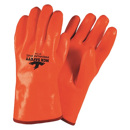 Mcr Safety 6712F Chemical Resistant Gloves, Foam, 12 in L, 105.0 mil, High-Visibility Orange, L, 12 PK 6712F