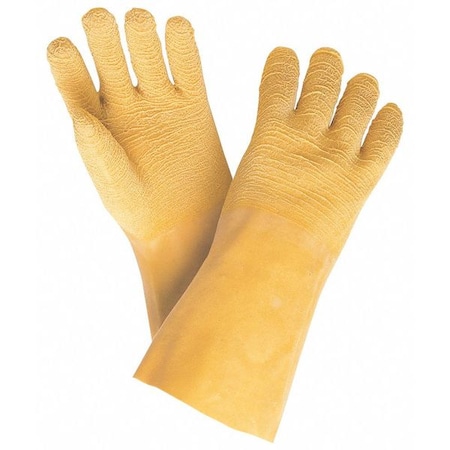 Mcr Safety Chem-Tech Chemical Resistant Gloves, Natural Rubber Latex, 12 in L, 20 mil, Yellow, L, 1 PR 6845