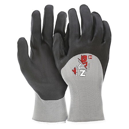 Mcr Safety Coated Gloves, Foam Nitrile, Foam, 3/4 Dip, 0 Abrasion Level, Gray, L (9) 1 PR 96781L