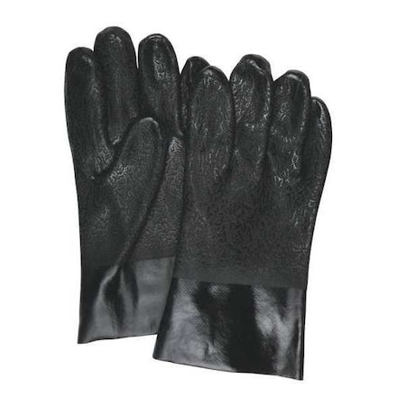 Mcr Safety Chemical Resistant Gloves, PVC, 10 in L, 43 mil, Black, L, 12 PK 6510S