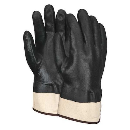 Mcr Safety Chemical Resistant Gloves, PVC, 10 in L, 50.0 mil, Black, L, 12 PK 6521SC