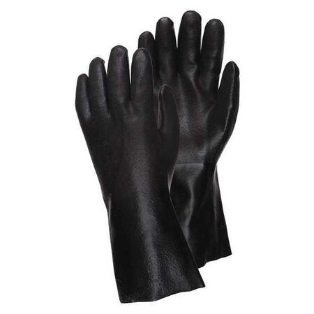 Mcr Safety 6522SJ Chemical Resistant Gloves, PVC, 12 in L, Not Rated, Black, L, 12 PK 6522SJ