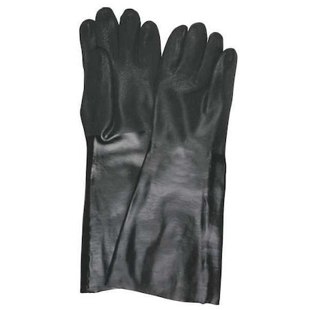 Mcr Safety 6528S Chemical Resistant Gloves, PVC, 18 in L, Not Rated, Black, L, 12 PK 6528S