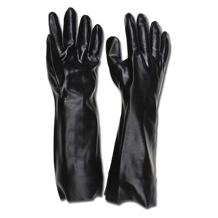 Mcr Safety 6218 Chemical Resistant Gloves, PVC, 18 in L, Not Rated, Black, L, 12 PK 6218