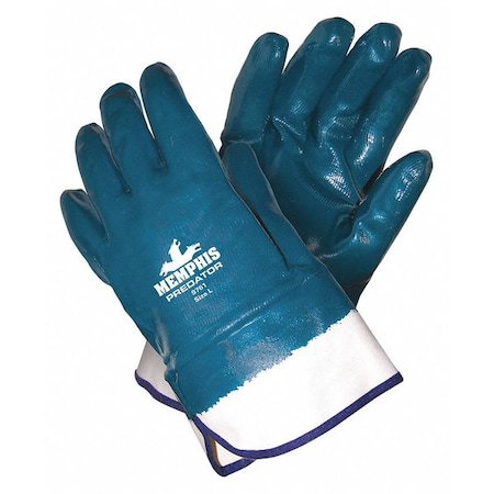 MCR SAFETY Nitrile Coated Gloves, Full Coverage, Blue, L, PR 9761