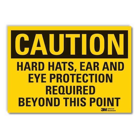 Lyle Hard Hat Caution Reflective Label, 5 in Height, 7 in Width, Reflective Sheeting, English LCU3-0454-RD_7x5