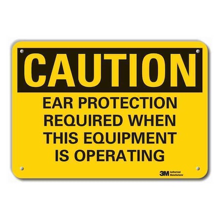 Lyle Caution Sign, 7 in. H, Alum, Ear Protection LCU3-0443-RA_10x7