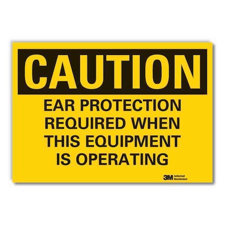 Lyle Caution Sign, 7 in H, Vinyl, Ear Protection, LCU3-0443-RD_10x7 LCU3-0443-RD_10x7