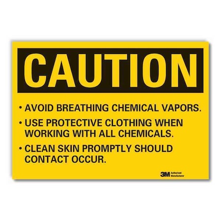 Lyle Ppe  Caution Reflective Label, 7 in Height, 10 in Width, Reflective Sheeting, Vertical Rectangle LCU3-0491-RD_10x7