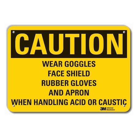 Lyle Caution Sign, 10 in. H, Alum, Wear Goggles LCU3-0475-RA_14x10
