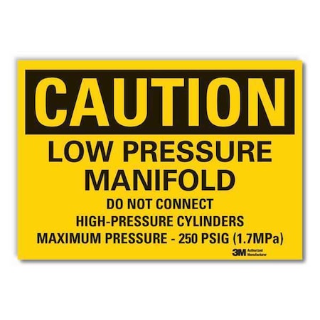 Lyle High-Pressure Cylinders Caution Reflective Label, 7 in Height, 10 in Width, Reflective Sheeting LCU3-0485-RD_10x7