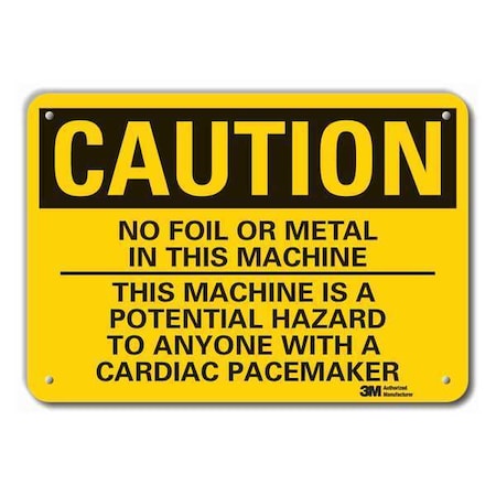 Lyle Reflective  Microwave Caution Sign, 7 in Height, 10 in Width, Aluminum, Vertical Rectangle, English LCU3-0486-RA_10x7