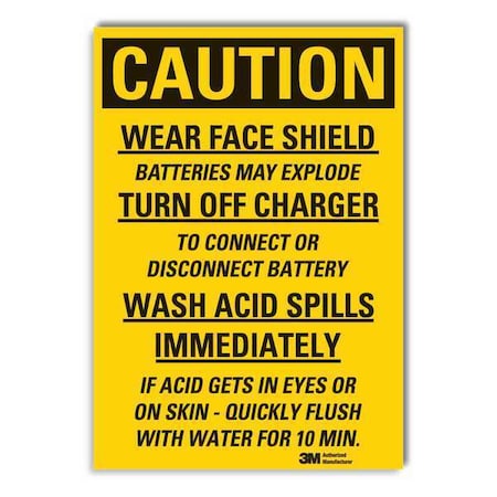 Lyle Battery Hazard Caution Reflective Label, 7 in Height, 5 in Width, Reflective Sheeting, English LCU3-0493-RD_7x5