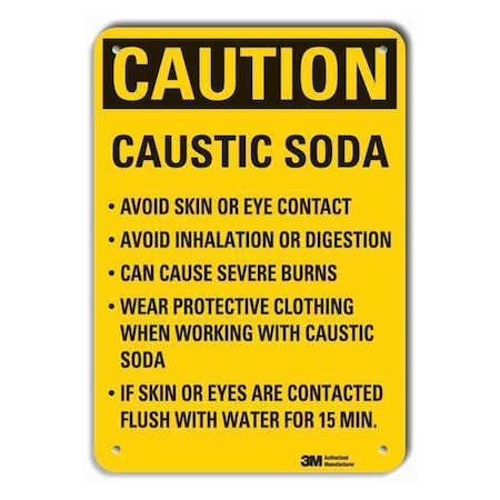 Lyle Caution Sign, 7 in. H, Alum, Caustic Soda LCU3-0494-RA_10x7
