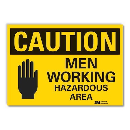 Lyle Caution, Men working/hazardous area, 10 in W x 7 in H, , Non-PVC Polymer, LCU3-0496-ED_10x7 LCU3-0496-ED_10x7