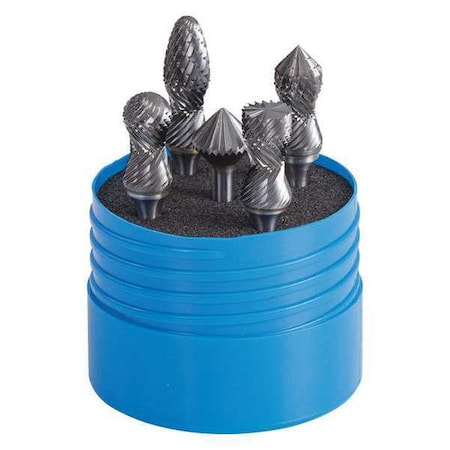 Sgspro Carbide Bur Set, Double Cut, 1/4 in. 18220