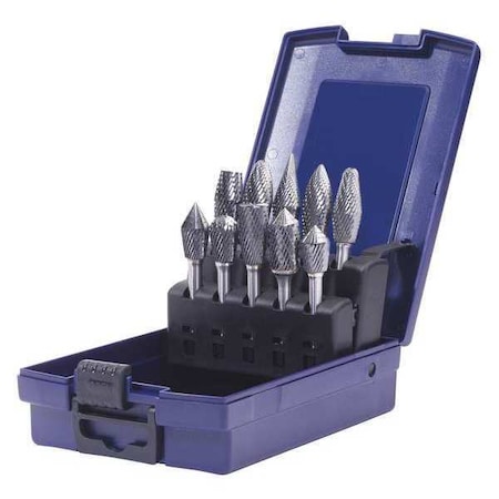 Sgspro Carbide Bur Set, Double Cut, 10 pcs. 18235