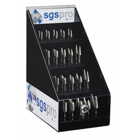 Sgspro Carbide Bur Set, Double Cut, 40 pcs., 1/4in 18264 | Zoro