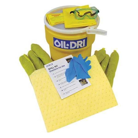 Oil-Dri Spill Kit, 10 gal Volume Absorbed per Kit, 10 gal Capacity, Lab Pack, Yellow L91310