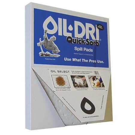 Oil-Dri Sorbent Pad, 2 gal, 15 in x 19 in, Oil, White, 20 PK L70320