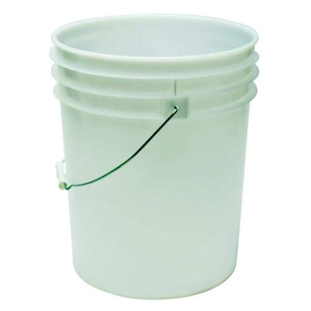 Zoro Select 5 gal Open Head Round Pail, White, HDPE, 90 mil ROP2150-NM