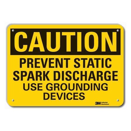 Lyle Reflective  Grounding  Caution Sign, 10 in Height, 14 in Width, Aluminum, Horizontal Rectangle LCU3-0430-RA_14x10
