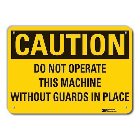 Lyle Reflective  Machine Guards Caution Sign, 10 in Height, 14 in Width, Aluminum, Horizontal Rectangle LCU3-0421-RA_14x10