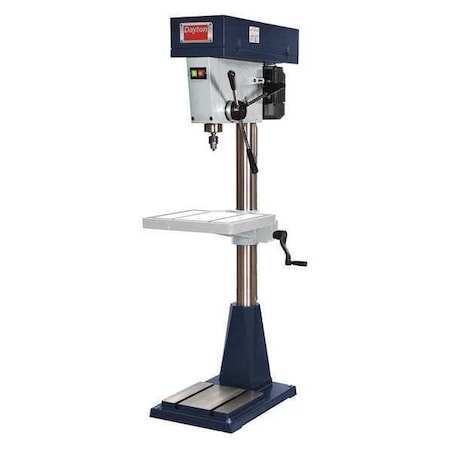 Dayton Floor Drill Press, Belt Drive, 1 hp, 115/230V AC V, 20 in Swing, 12 Speed 49G986