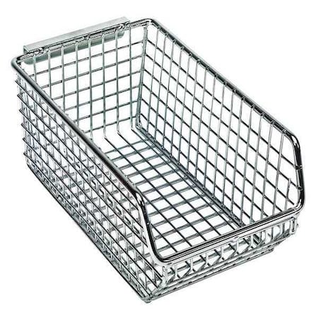 Quantum Storage Systems Hang & Stack Storage Bin, Wire, Chrome, 3 in H, 4 1/4 in W, 7 1/4 in L QMB520C
