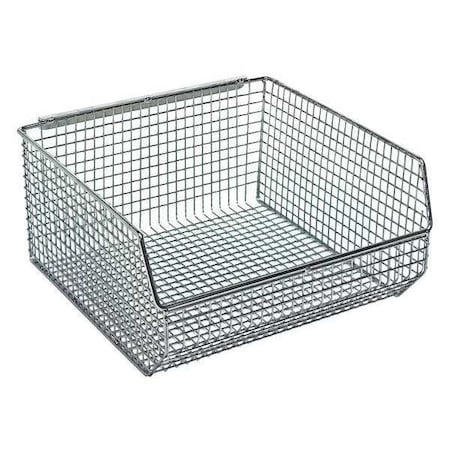 QUANTUM STORAGE SYSTEMS 190 lb Hang & Stack Storage Bin, Wire, 11 in W, 5 in H, Chrome, 10 3/4 in L QMB535C