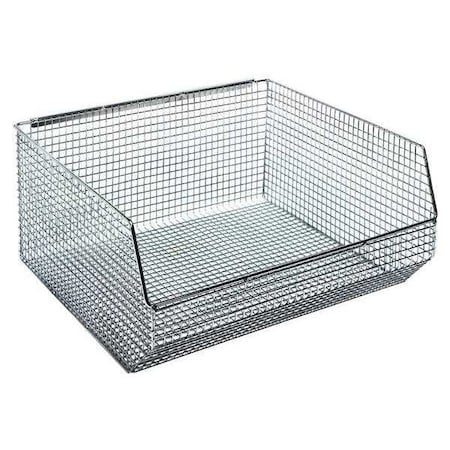 Quantum Storage Systems Hang & Stack Storage Bin, Wire, Chrome, 7 in H, 16 1/4 in W, 14 1/2 in L QMB550C
