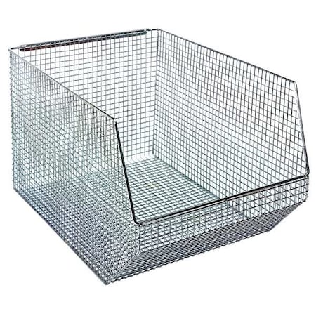 Quantum Storage Systems Hang & Stack Storage Bin, Wire, Chrome, 10 1/4 in H, 11 in W, 18 1/2 in L QMB560C