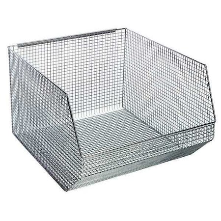 Quantum Storage Systems Hang & Stack Storage Bin, Wire, Chrome, 11 1/4 in H, 17 in W, 18 1/2 in L QMB570C