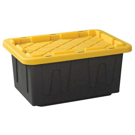 Durabilt Stackable Storage Tote W/ Lid, 15 gal, 26 in L x 17-3/4 in W x 12-1/4 in H, Black, Yellow 4415GRBKYL.06