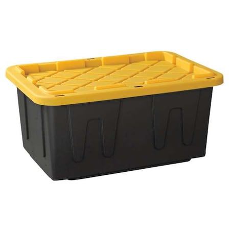 Durabilt Stackable Storage Tote W/ Lid, 27 gal, 30-3/4 in L x 20-1/2 in W x 14-3/8 in H, Black, Yellow 4427GRBKYL.04