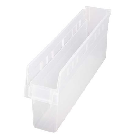 Quantum Storage Systems Shelf Storage Bin, Polypropylene, Clear, 8 in H, 4 3/8 in W, 23 5/8 in L QSB805CL