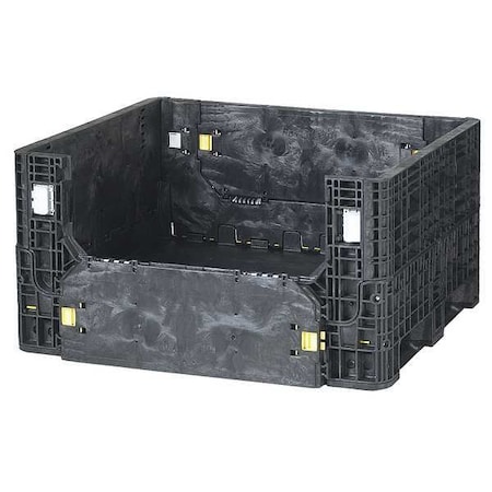 Orbis Collapsible Bulk Container 17 cu ft Volume Cap., 47 3/8 in L, 39 5/8 in W, 25 3/8 in H, Plastic HDR4048-25 BLACK