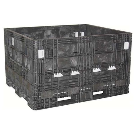 Orbis Collapsible Bulk Container 24.5 cu ft Volume Cap., 56 5/8 in L, 48 in W, 25 5/8 in H, Plastic HDR5648-25 BLACK
