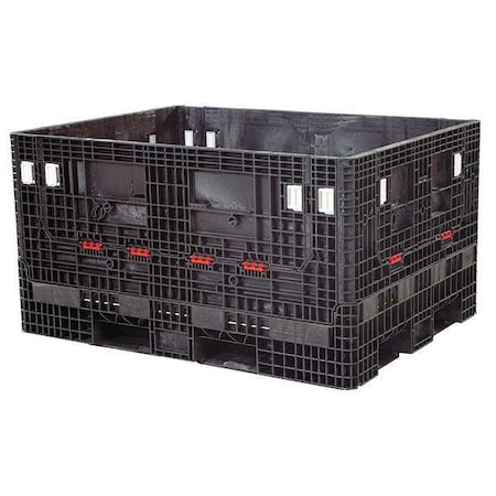 Orbis Collapsible Bulk Container 42.6 cu ft Volume Cap., 64 1/2 in L, 48 in W, 34 5/8 in H, Plastic HDR6548-34 BLACK