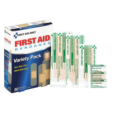 FIRST AID ONLY Adhesive Bandage, Sheer, Plastic, Assorted 90332