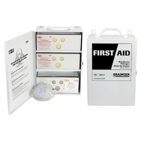 Zoro Select Bloodborne Pathogen Kit, Not Applicable Volume Absorbed per Kit, Cabinet, White, 80 54616